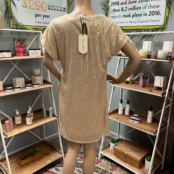 NWT Vine & Love Gold Sequin Party Dress - Picture 2 of 5